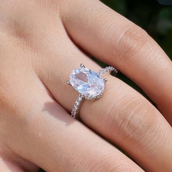 Jewelry - 5ct Oval Cut White Sapphire 925 SS Ring